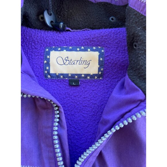 Vintage Starling Purple & Black Graphic Ski Jacket With Hood & Beanie L - Picture 4 of 6